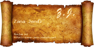 Zana Jenő névjegykártya